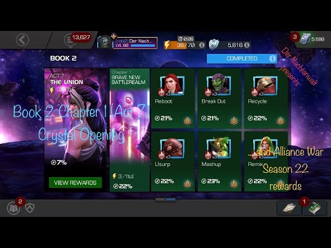 MCOC Crystal Opening for Book 2 Chapter 1(Act 7) Completion and for Alliance War Season 22