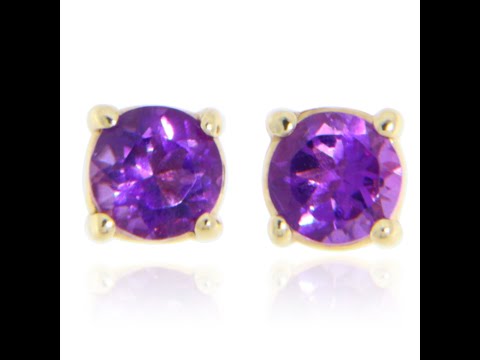 Cercei Stud Surub Aur 14k cu Ametist Natural – Calm Linistitor