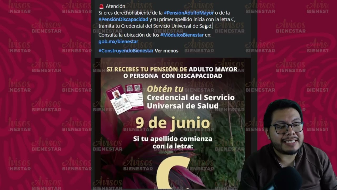 ¡TODOS CON LETRA "C"! Pension adulto mayor y pension discapacidad ve por tu Credencial de Salud