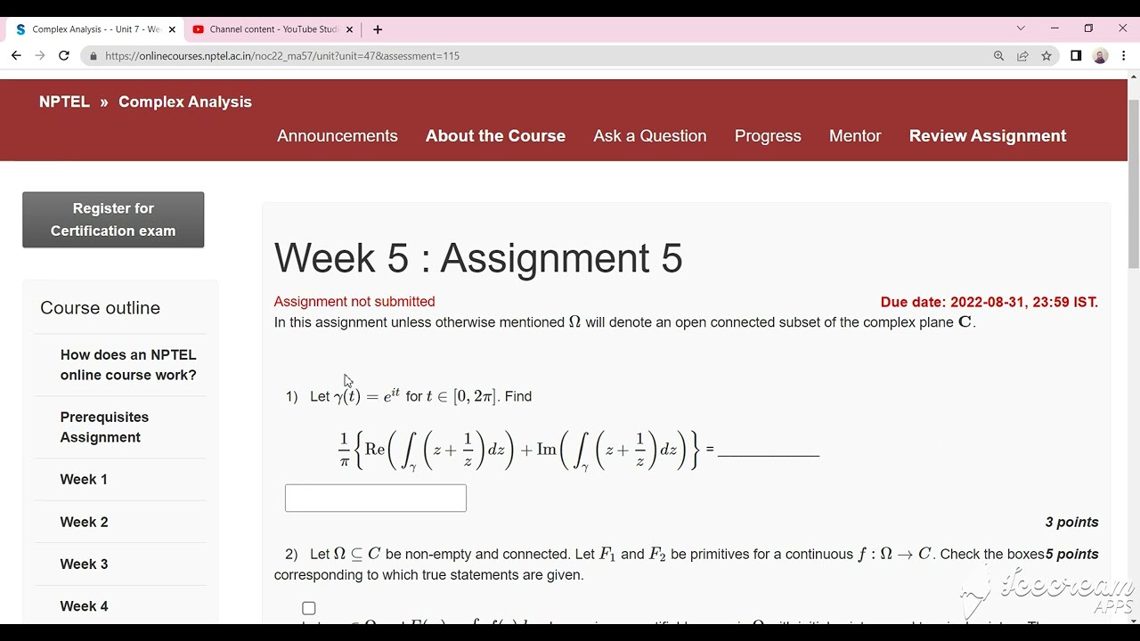 💥WEEK 5💥COMPLEX ANALYSIS ASSIGNMENT SOLUTION💥💥