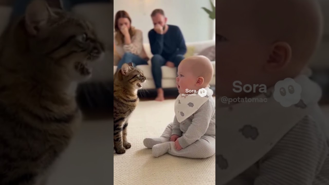 猫と会話する赤ちゃん| #shorts #animals #baby