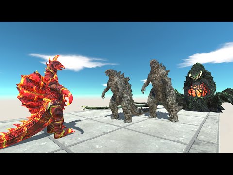 LAVA GIGAN 197X VS GODZILLA 2014 DEATH RUN - Animal Revolt Battle Simulator
