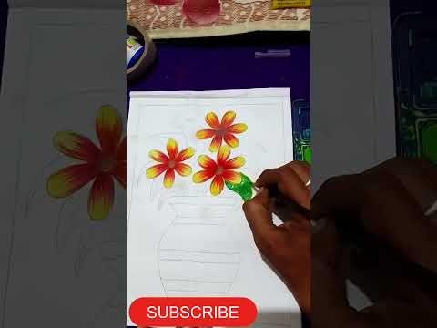 Simple Flowers Pot Drawing.