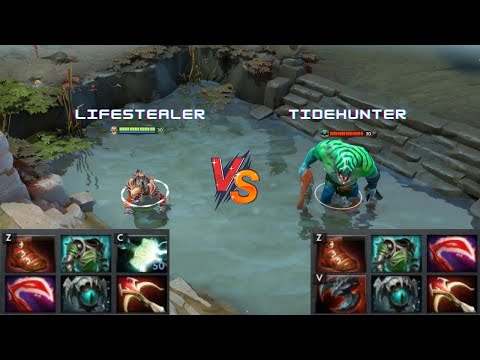 Dota 2 | Lifestealer vs Tidehunter lvl 30 | Normal Attacks Only | Full Items
