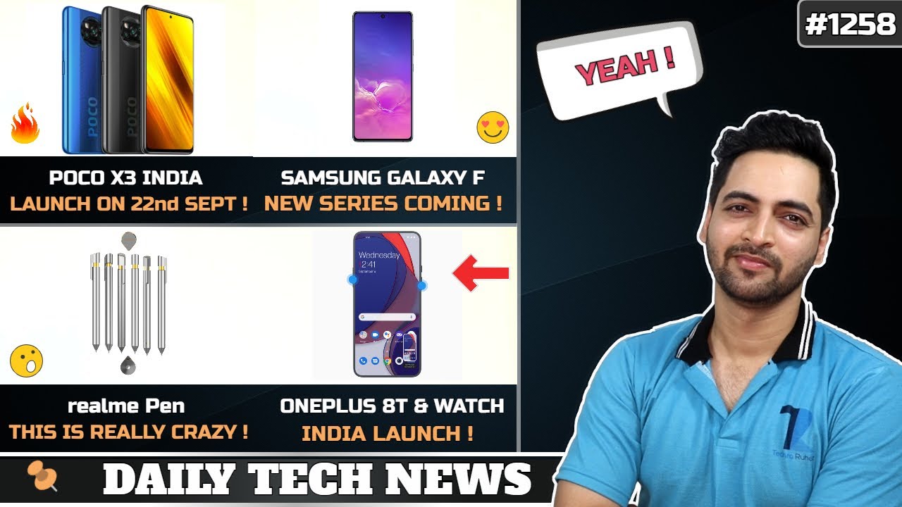 POCO X3 Sept 22 India,Samsung Galaxy F Series India,Oneplus 8T Launch,realme Pen,Samsung S20 FE
