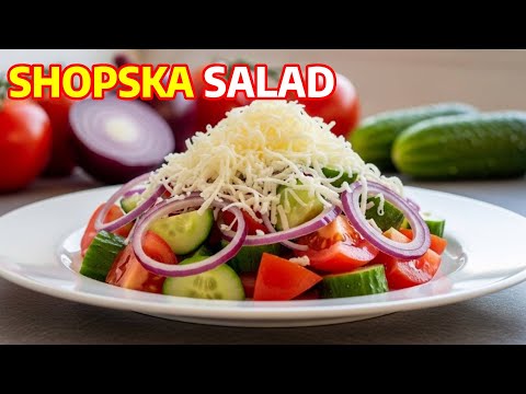 Authentic BULGARIAN Shopska Salad! Easy Vegetable Salad Recipe with Brine Cheese!