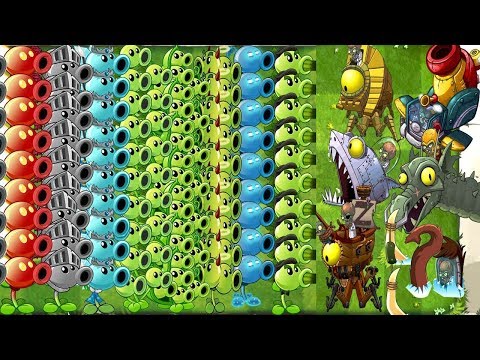 Plants vs Zombies 2 All Pea Max Level Power Up! vs All Zombot