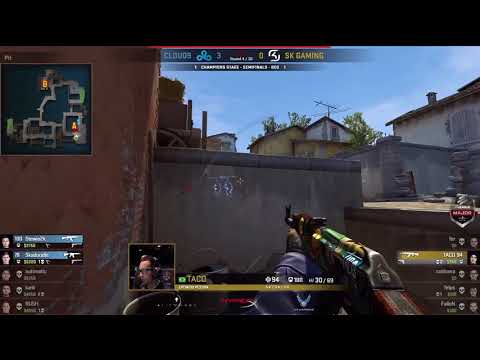 SK Taco 1v2 Clutch (vs Cloud9 Map3 Inferno ELEAGUE Major 2018 Semi-Final)