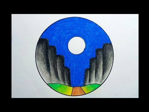 How To Draw Moonlight Scenery Beautiful And Nice Step By Step |Drawing Moonlight Scenery In A Circle