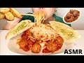 ASMR SPAGHETTI WITH CHEESE VEGGIE MEATBALL AND GARLIC TOAST REAL EATING SOUNDS