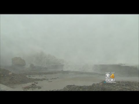 Massive Waves Pound Scituate Shoreline