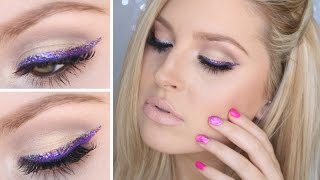 Chit Chat GRWM ♡ Purple Glitter Liner & Super Nude Lips!