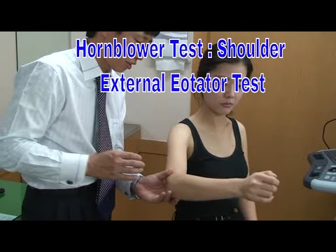 Hornblower Test: Assessing Shoulder External Rotators. Hornblower 테스트: 어깨 외회전근 검사