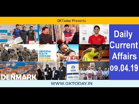 Current Affairs April 09 , 2019  : English MCQs