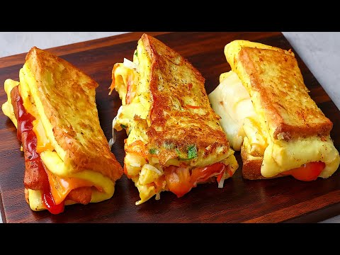 3 easy ways to make one pan egg toast | 5 minutes quick breakfast recipes - Healthy and Delicious!