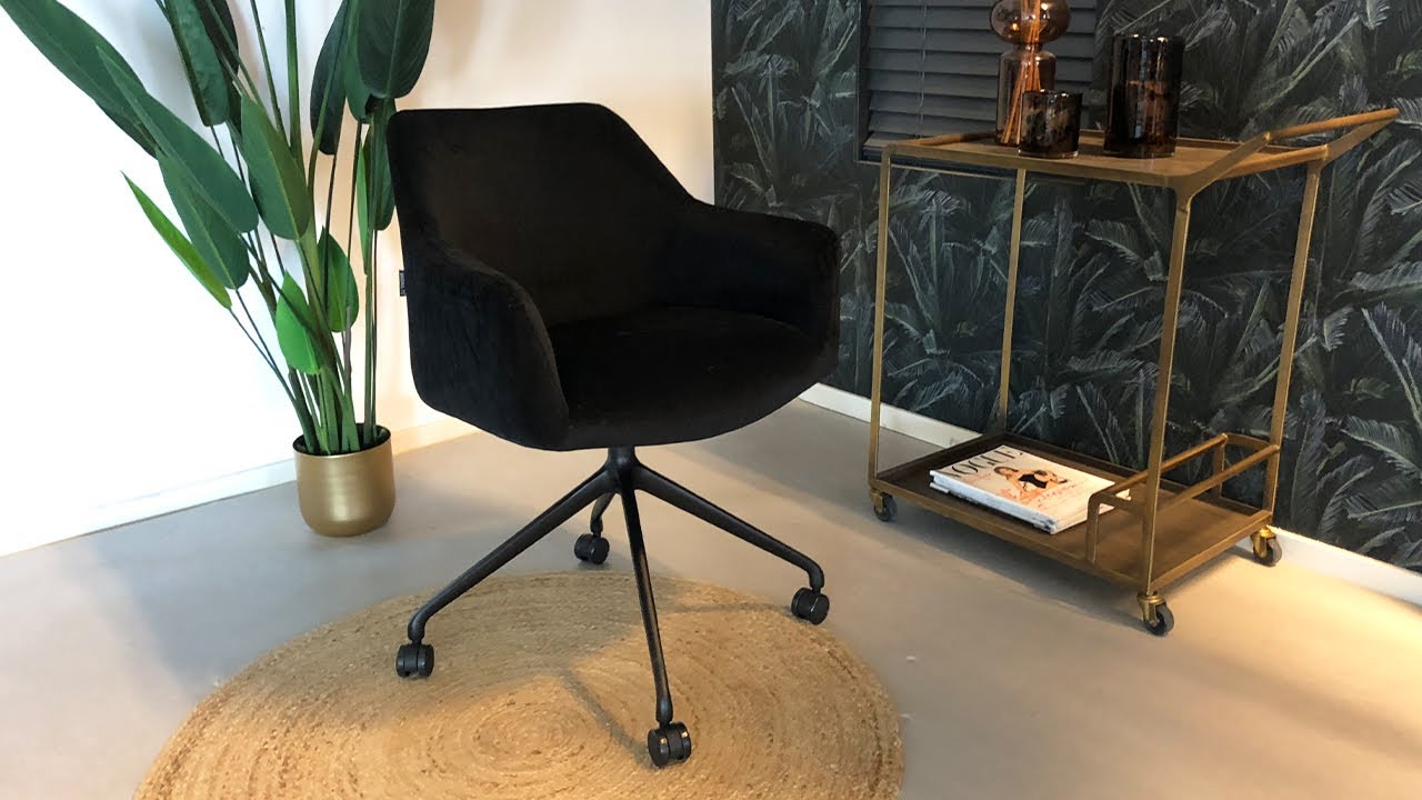 Eetkamerstoel met wieltjes Quinn taupe velvet