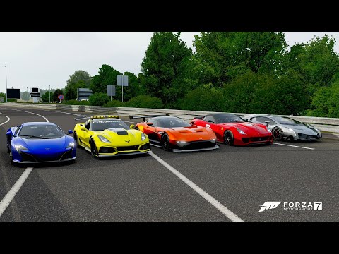 Forza 7 Drag race: Corvette C7 ZR1 vs McLaren 650s vs Veneno vs Vulcan vs 599XX