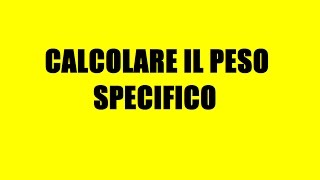 CALCOLARE IL PESO SPECIFICO!!!