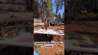 Artist alone in the woods #vanlife #solofemalevanlife #travelingartist #stainedglass #vanshower #art