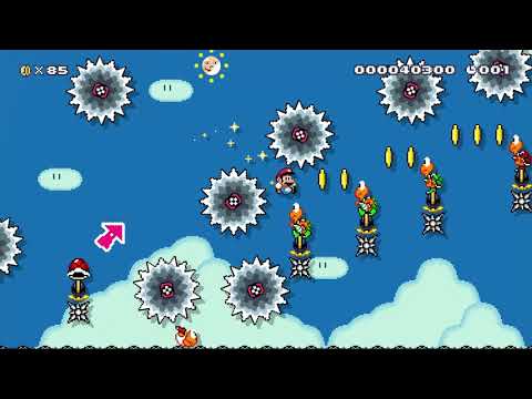 20 seconds: Celestial Koopa Jump - Super Mario Maker 2 - Course World Gameplay
