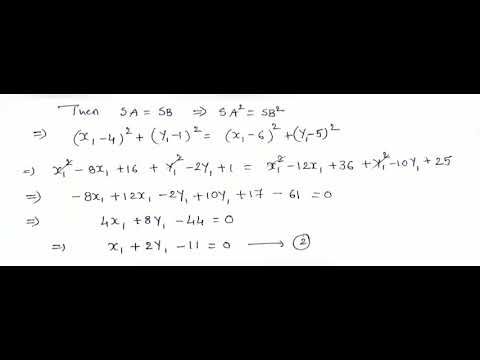find the equation of the circle which passes through (4,1),(6,5) and whose centre lies on the line