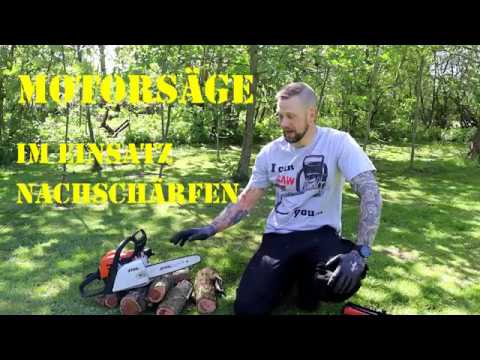 Motorsägen schärfen im Einsatz - Kettensäge - Sägekette schärfen schnell und ohne Kettenwechsel
