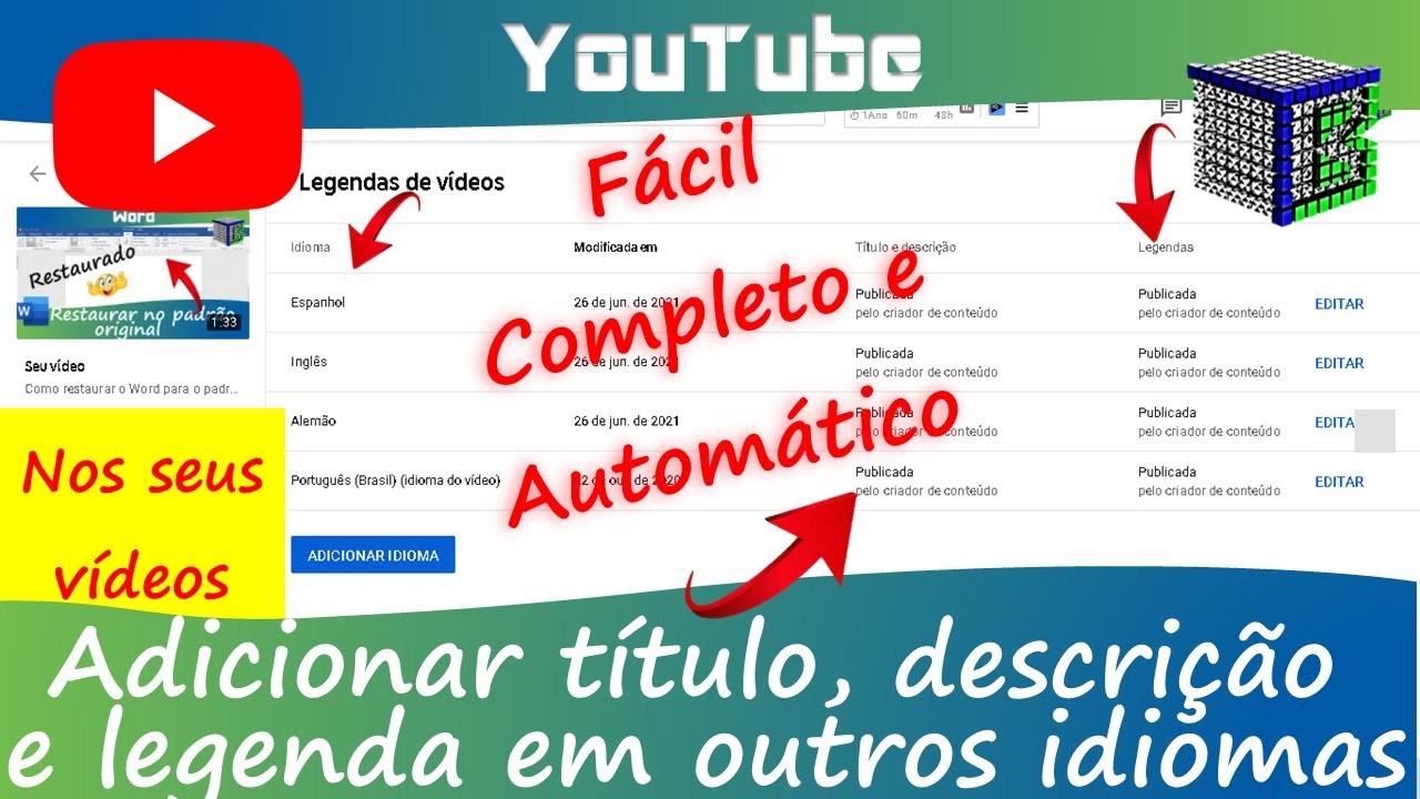 How to add title, description and subtitle In other languages on Youtube to your videos