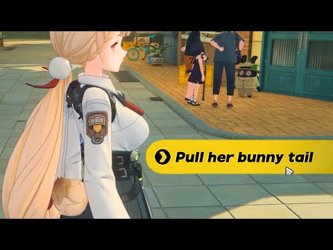 Alice's reaction when Wise pulls her bunny tail-