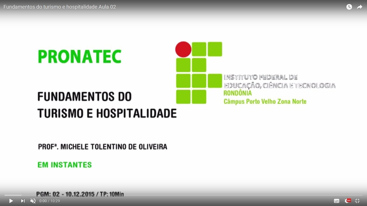 Fundamentos do Turismo e Hospitalidade Aula 01