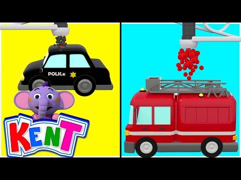 Kent The Elephant | Vehicles and Color Balls | 3D Learning Videos for Kids Video