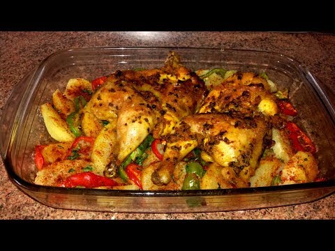 Receta de pollo al horno con patatas | Comida de Marruecos