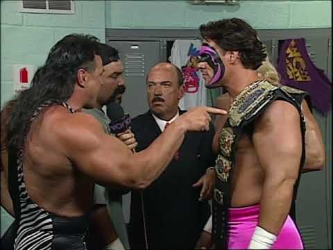 WCW Tag Champs Sting & Lex Luger promo with Mean Gene. The Steiner Brothers interrupt!
