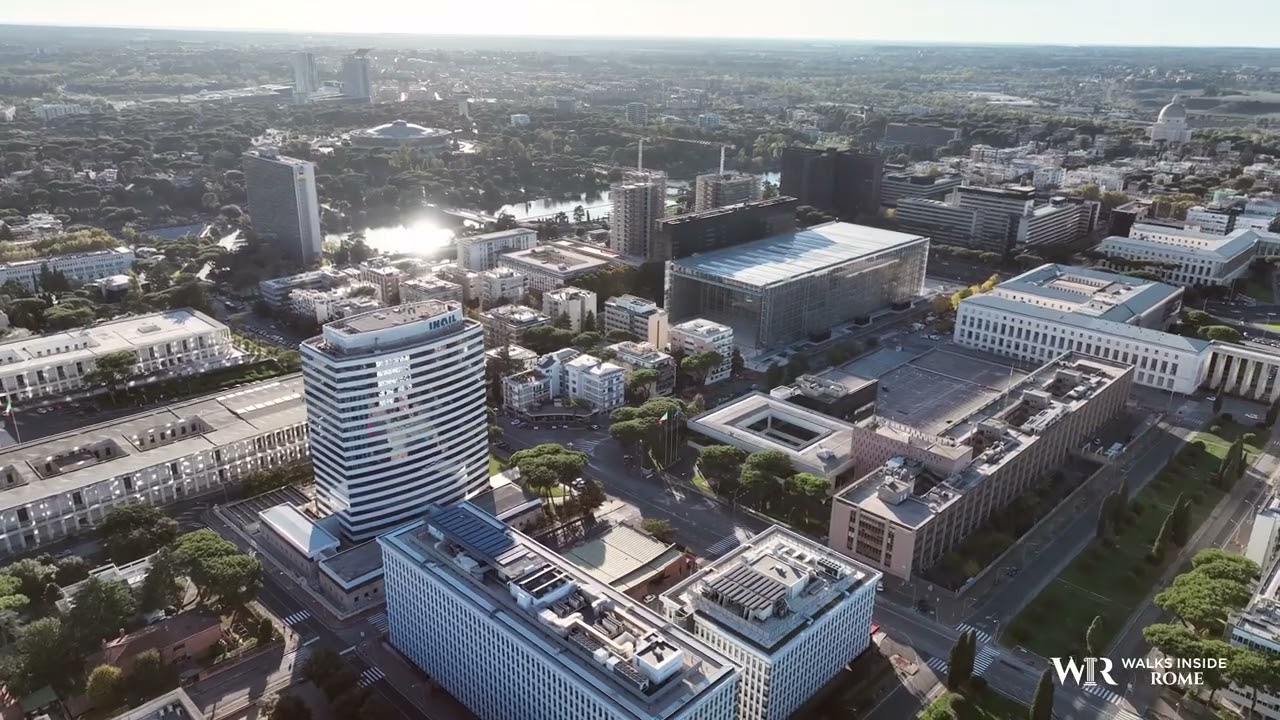 Experience the captivating bird's eye view of the EUR District.