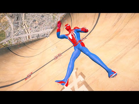 Spiderman Jumping from the Highest Mega Ramps in GTA 5 #4 (Euphoria Physics/Ragdolls)