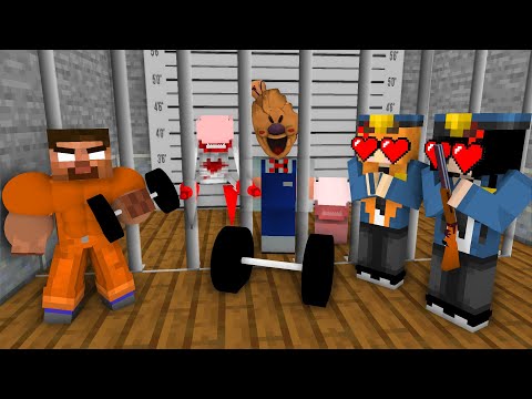 Insane Minecraft Prison Break with Bodybuilder Herobrine