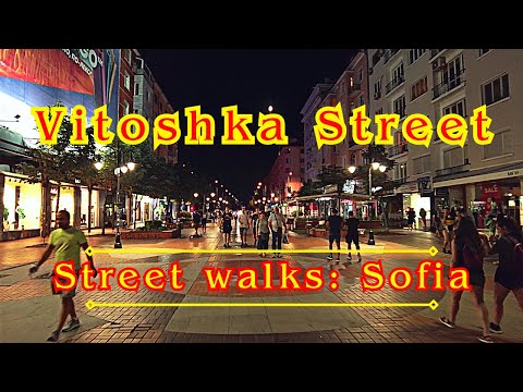 Vitoshka à noite | Street Walk | Sofia em 4K