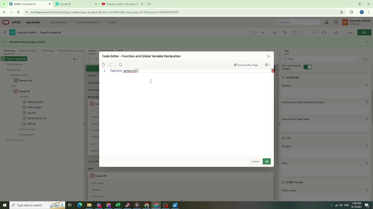Oracle APEX | Add Link Column in IR and Call JavaScript Function