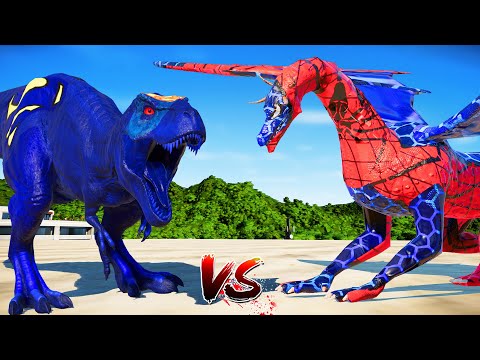 (Jurassic World Evolution🌍)SpiderMan Dragon vs Superman T-Rex Dinosaurs Fight