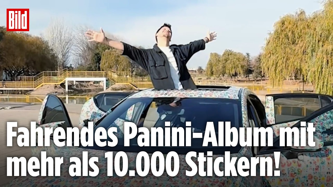 Influencer erfüllt sich Traum vom fahrenden Panini-Album und geht mit seinem Auto viral