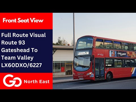 Full Route Visual | Go North East Bus Route 93 Loop - Gateshead Circular via Heworth | LX60DXO/6227