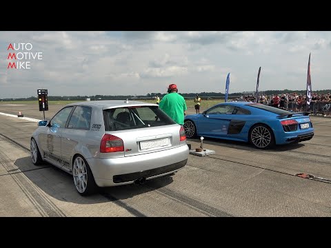 950HP Audi S3 8L R30 Turbo DSG vs Audi R8 V10 Plus