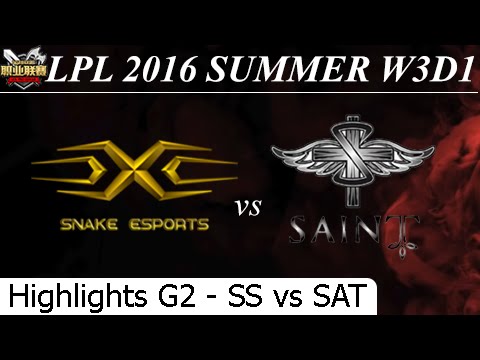 SS vs SAT Game 2 Highlights (SofM Rek'Sai) - LPL Summer 2016 W3D1M1 Snake eSport vs Saint Gaming