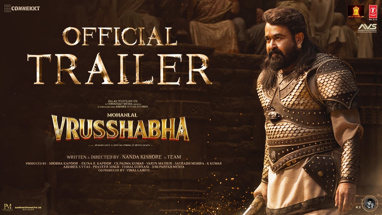 Miniature de la vidéo Vrusshabha Official Trailer (Hindi) | Mohanlal as a King | Naandda Kishore | 25th Dec 2025 | Sam CS du film Vrusshabha
