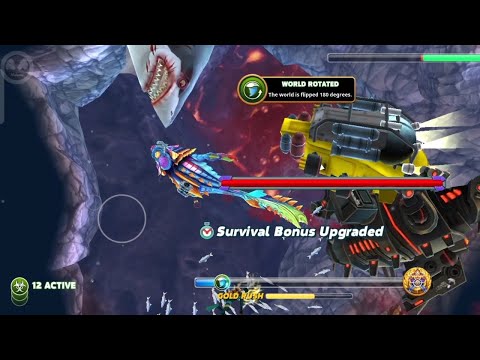 Cosmic Alan vs Megalodon & Black Mecha Sharkjira HUNGRY SHARK WORLD