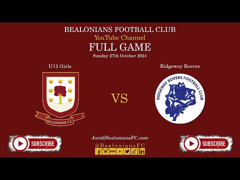 FULL GAME - U12 Girls vs Ridgeway Rovers - 27.10.24