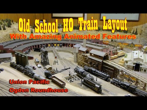 Train Layout Tour - The UP Roundhouse in Ogden Utah with Animated Features