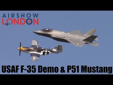 USAF F-35 Demo & P51 Mustang Heritage Flight - Airshow London 2017