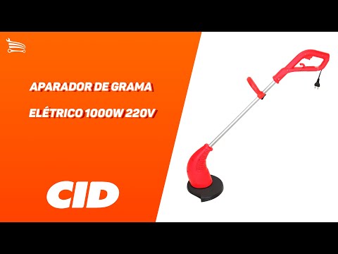 Aparador de Grama 1000W 220V + Extensão Elétrica Bivolt com 3 Tomadas 2 P + T 10 A com Cabo de 3 Metros CID-K136AGM - Video