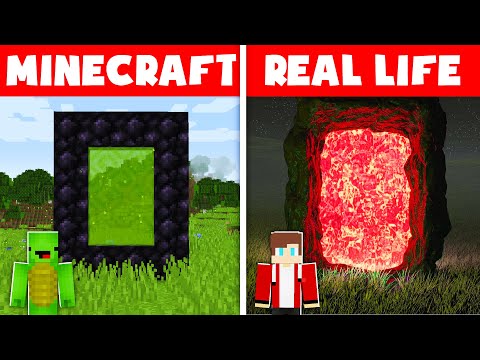 JJ vs Mikey Nether Portal Survival Battle Challenge in Minecraft (Maizen Mizen Mazien) Parody