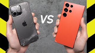 Apple iPhone 15 Pro Max vs. Samsung Galaxy S23 Ultra Drop Test!